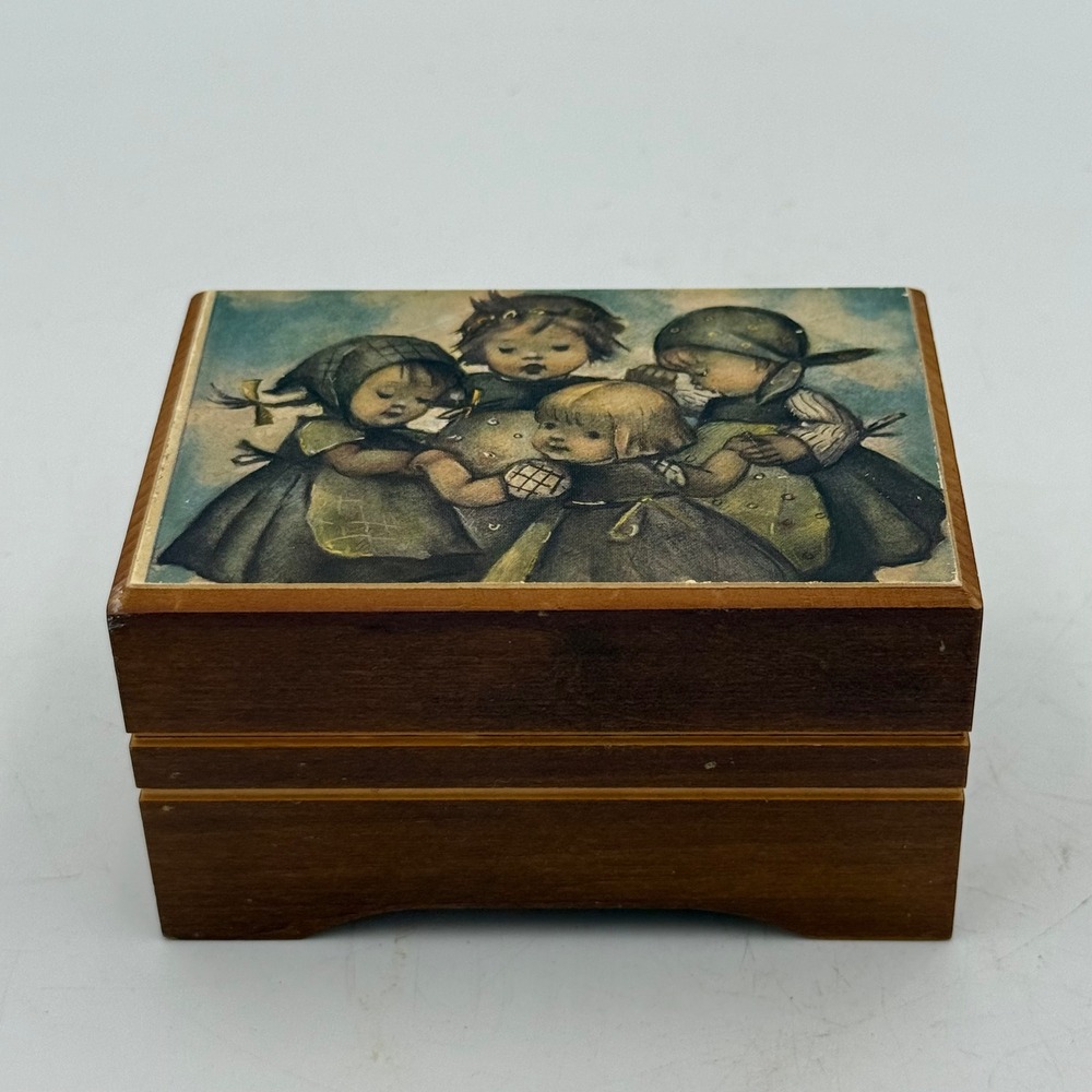 Vintage Reuge Swiss Music Box Raindrops Keep Fallin On My Head Wood Children Lid